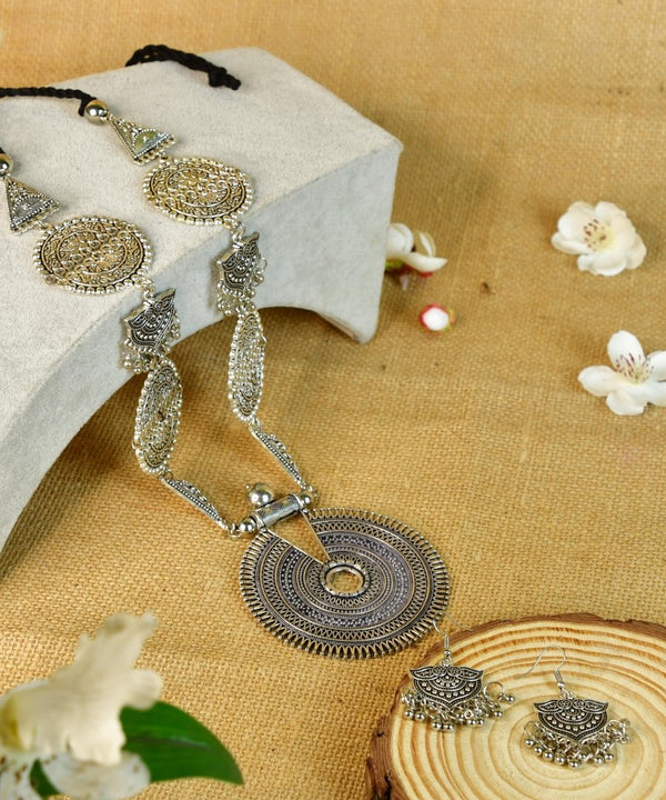 Sowpeace Handcrafted German Silver Necklace: Mandala Sun Design — main view