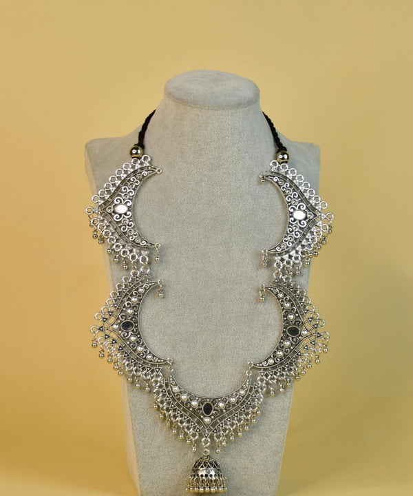 Sowpeace Handcrafted German Silver Necklace: Oxidized Floral Petal Design — image 4