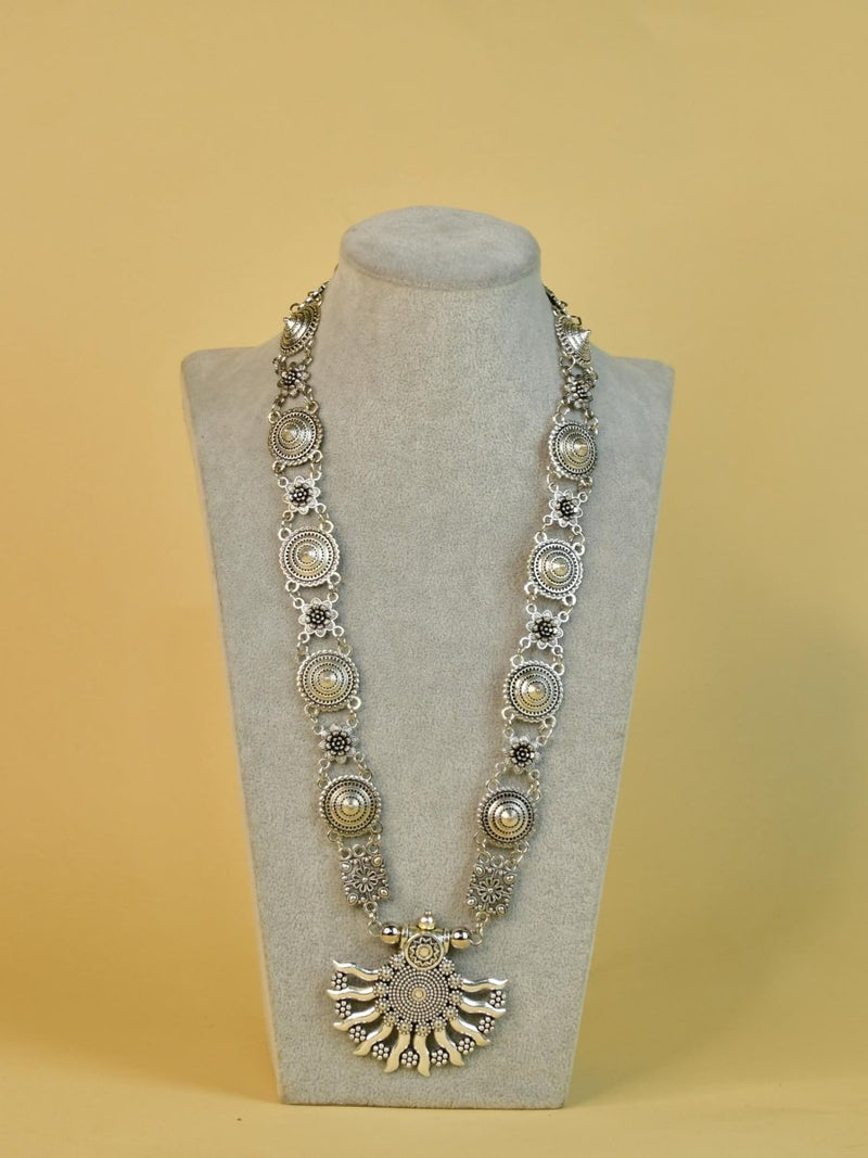 Sowpeace Handcrafted German Silver Necklace: Sun and Flower Design – view 3