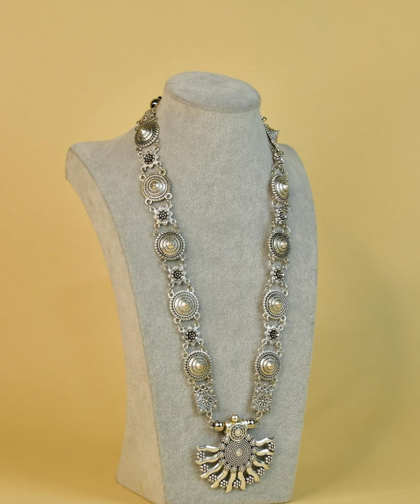 Sowpeace Handcrafted German Silver Necklace: Sun and Flower Design — image 2
