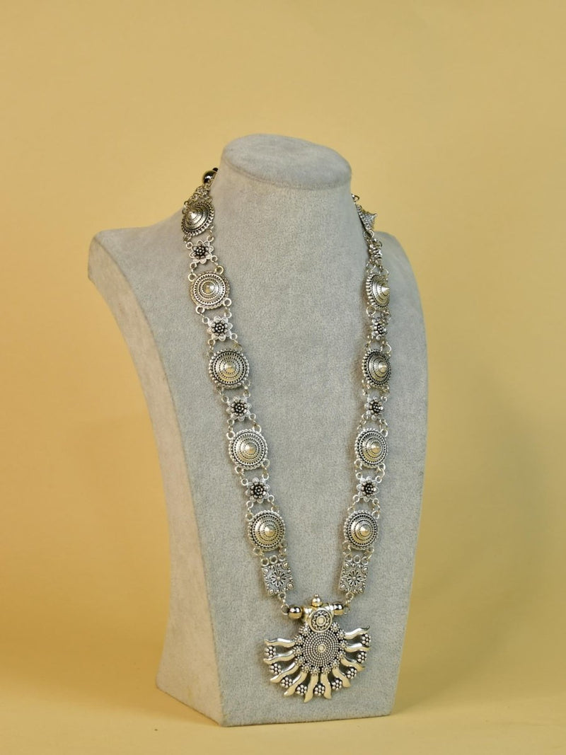 Sowpeace Handcrafted German Silver Necklace: Sun and Flower Design – view 2