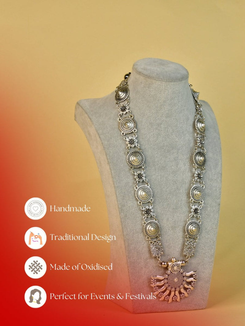 Sowpeace Handcrafted German Silver Necklace: Sun and Flower Design – view 7