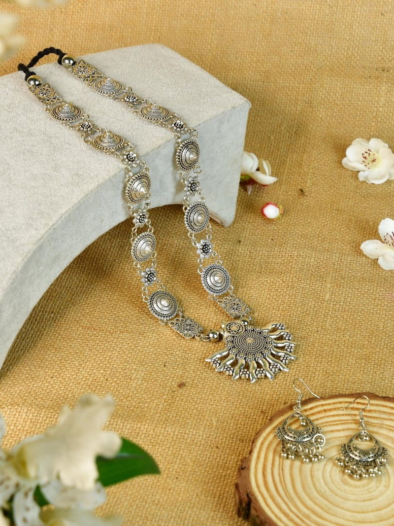 Sowpeace Handcrafted German Silver Necklace: Sun and Flower Design – view 1