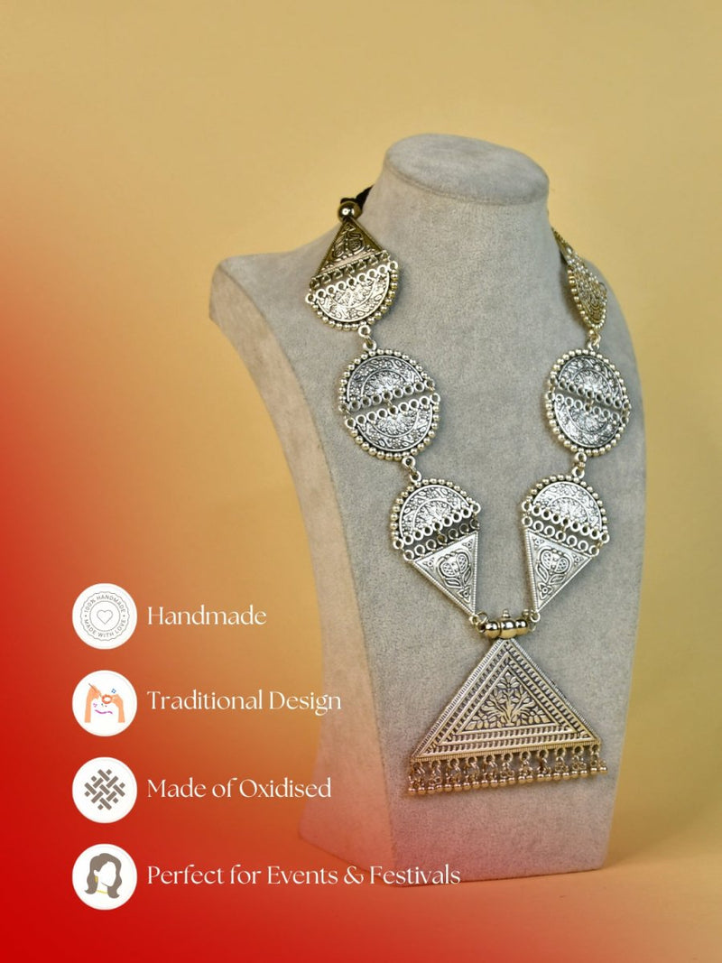 Sowpeace Handcrafted German Silver Necklace: Triangle & Tree Design – view 6