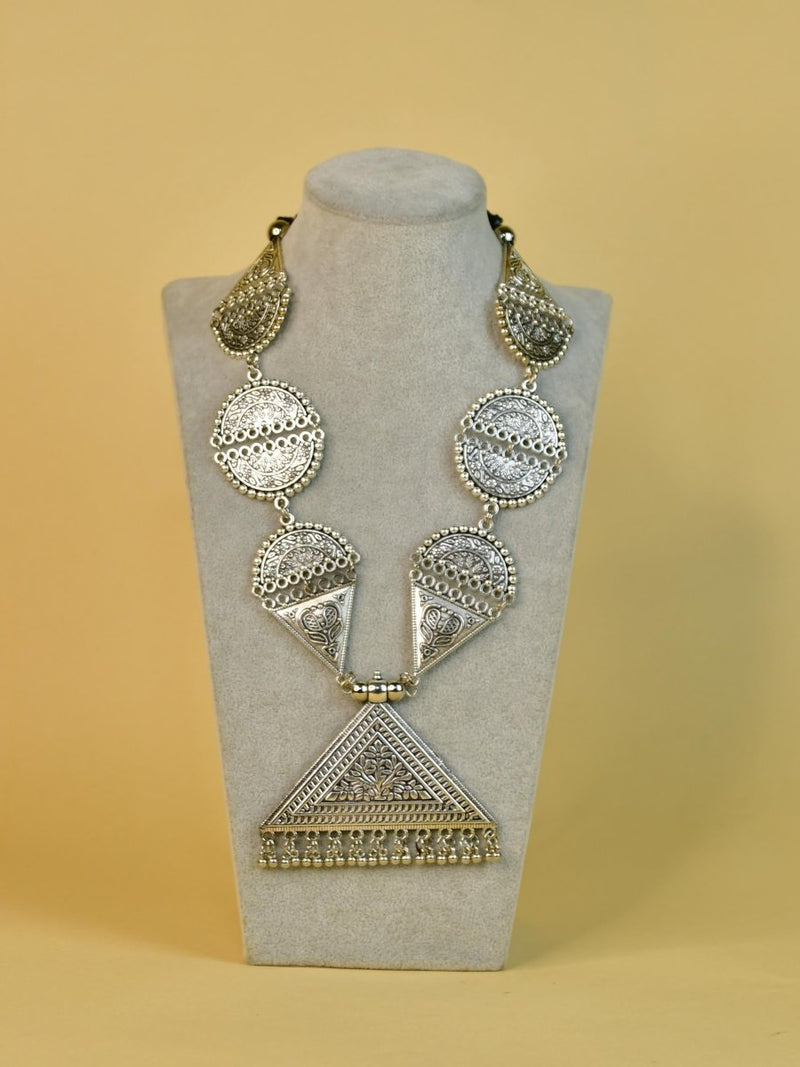 Sowpeace Handcrafted German Silver Necklace: Triangle & Tree Design – view 4