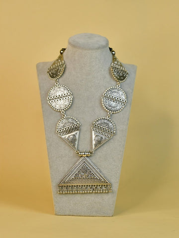 Vastu Principles for Sowpeace Handcrafted German Silver Necklace: Triangle & Tree Design