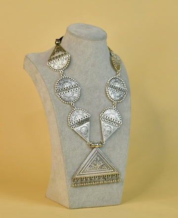 Sowpeace Handcrafted German Silver Necklace: Triangle & Tree Design — alternate view