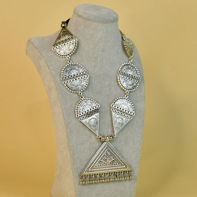 Sowpeace Handcrafted German Silver Necklace: Triangle & Tree Design