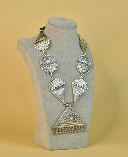 Sowpeace Handcrafted German Silver Necklace: Triangle & Tree Design