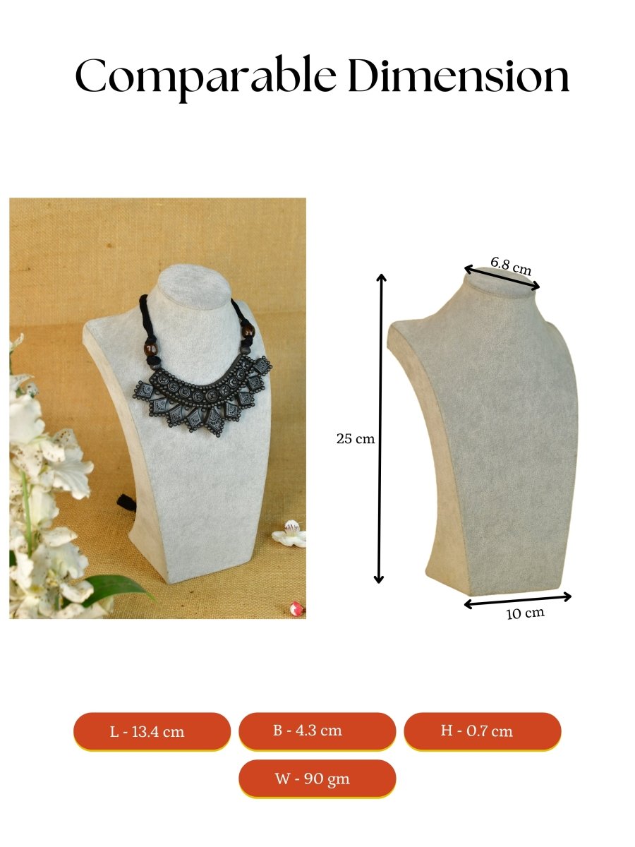 Sowpeace Handcrafted Terracotta Choker: Black with Kite Patterns