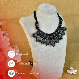 Sowpeace Handcrafted Terracotta Choker: Black with Kite Patterns - Choker - SOWPEACE - Sowpeace Handcrafted Terracotta Choker: Black with Kite Patterns - Flow - Pend - BTER - PSCH - Sowpeace