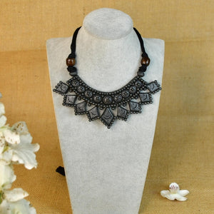 Sowpeace Handcrafted Terracotta Choker: Black with Kite Patterns - Choker - SOWPEACE - Sowpeace Handcrafted Terracotta Choker: Black with Kite Patterns - Flow - Pend - BTER - PSCH - Sowpeace