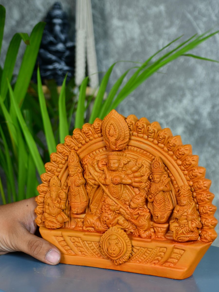 Sowpeace Handmade Terracotta Durga: Artisan Tabletop Decor - terracotta tabletop - Sowpeace - Sowpeace Handmade Terracotta Durga: Artisan Tabletop Decor - Terr - Terr - TT - THDS - Sowpeace