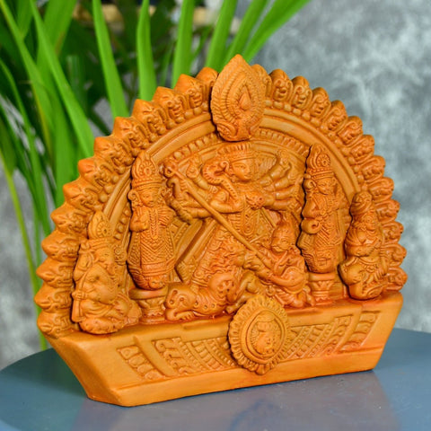 Sowpeace Handmade Terracotta Durga: Artisan Tabletop Decor - Additional View