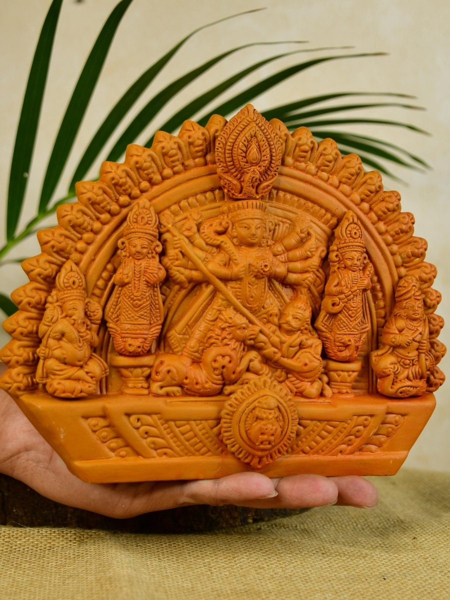 Sowpeace Handmade Terracotta Durga: Artisan Tabletop Decor - terracotta tabletop - Sowpeace - Sowpeace Handmade Terracotta Durga: Artisan Tabletop Decor - Terr - Terr - TT - THDS - Sowpeace