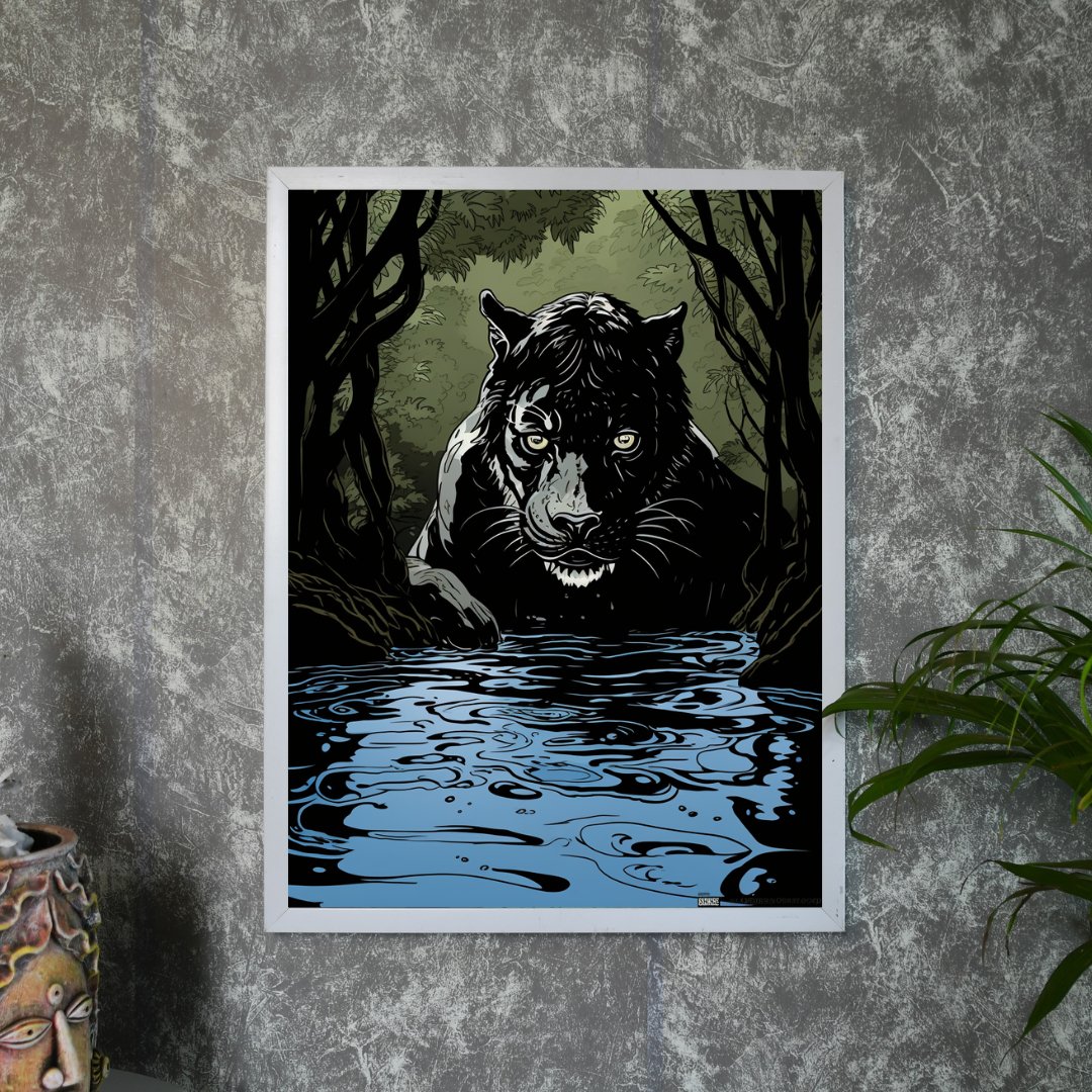 Sowpeace Harmony: Find Your Handcrafted Abstract Black Panther – Premium Indian-Inspired Canvas Art for Stylish and Elegant Interiors