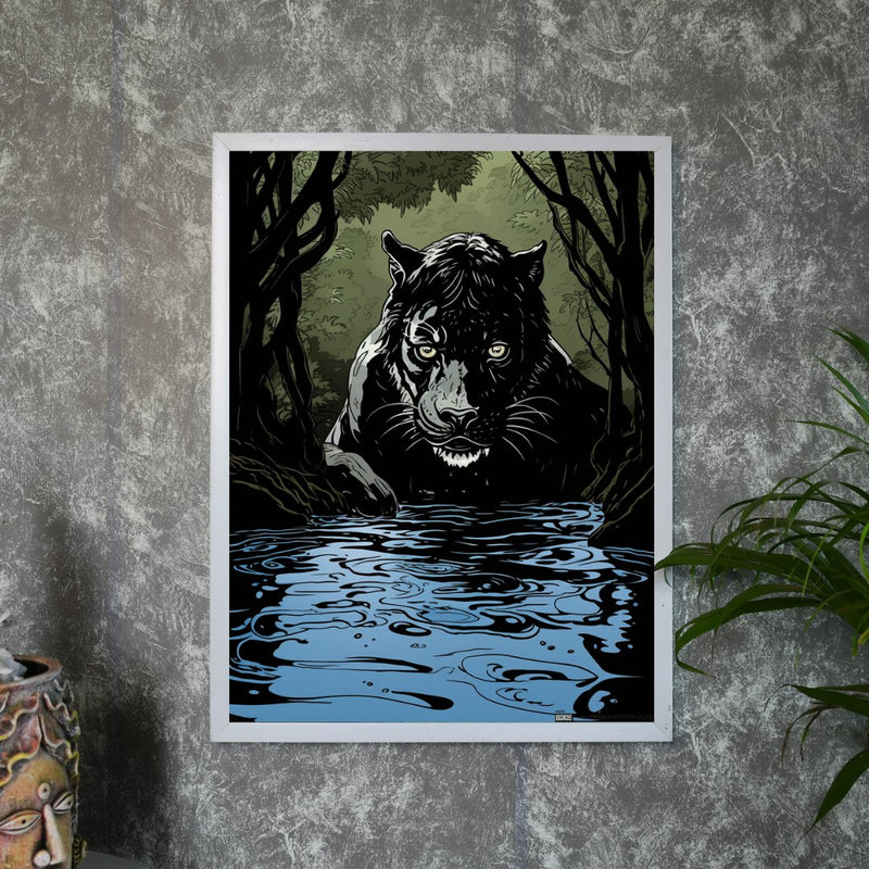 Sowpeace Harmony: Find Your Handcrafted Abstract Black Panther – Premium Indian-Inspired Canvas Art for Stylish and Elegant Interiors – view 1