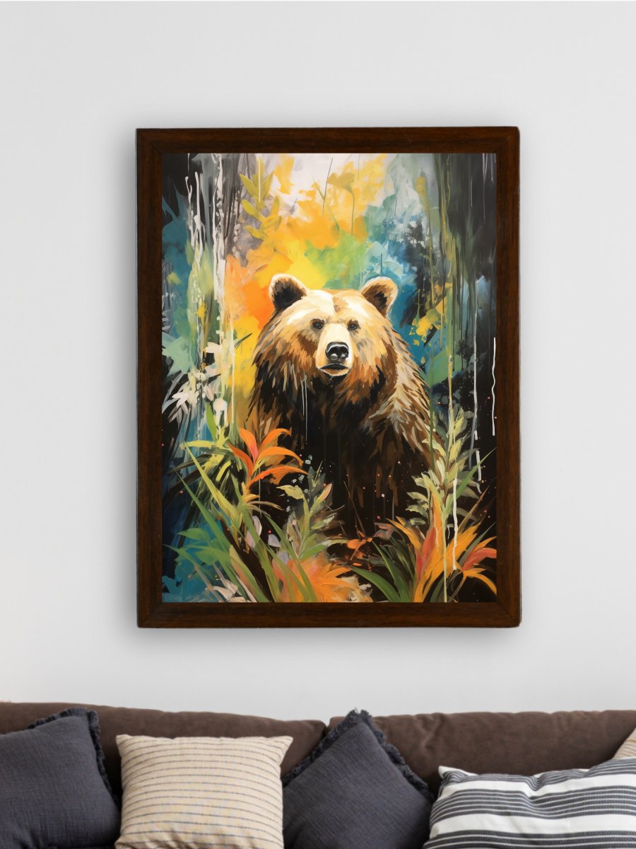 Sowpeace Harmony: Find Your Handcrafted Abstract Bear – Premium Indian-Inspired Canvas Art for Elegant Home Decor