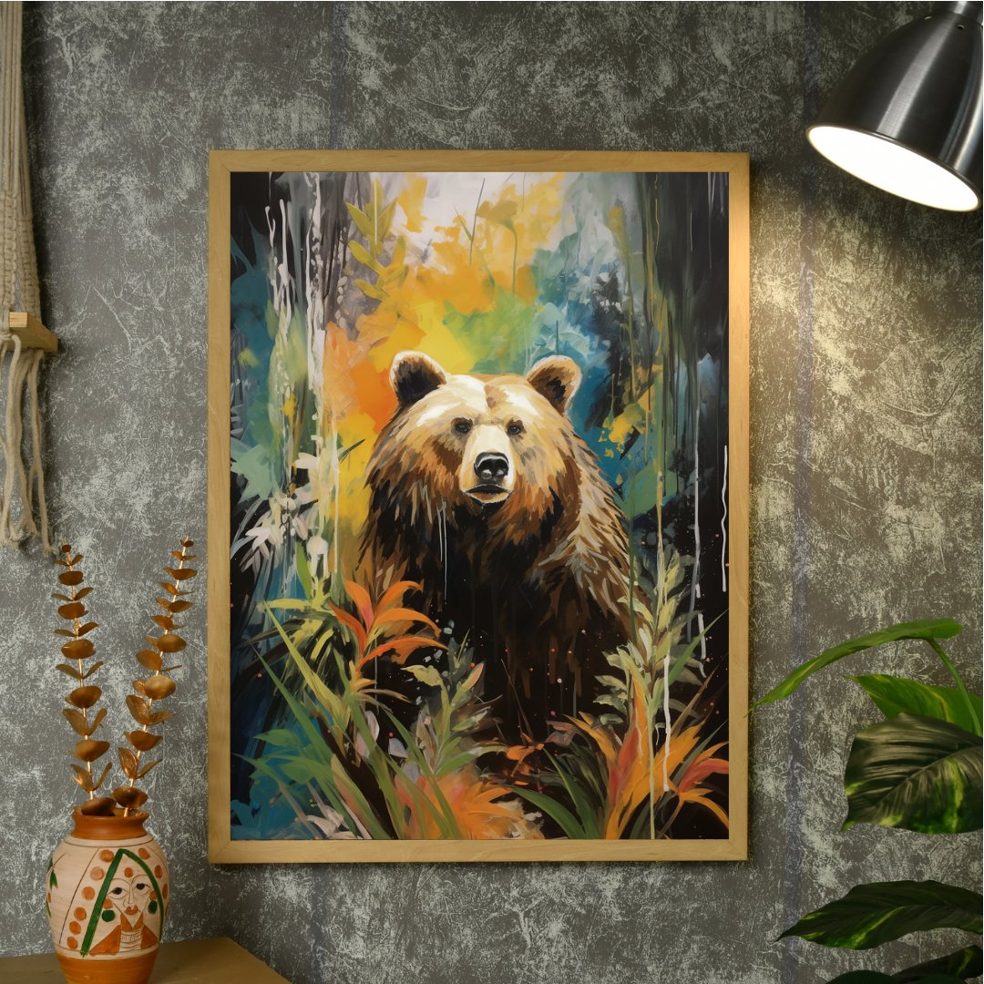 Sowpeace Harmony: Find Your Handcrafted Abstract Bear – Premium Indian-Inspired Canvas Art for Elegant Home Decor