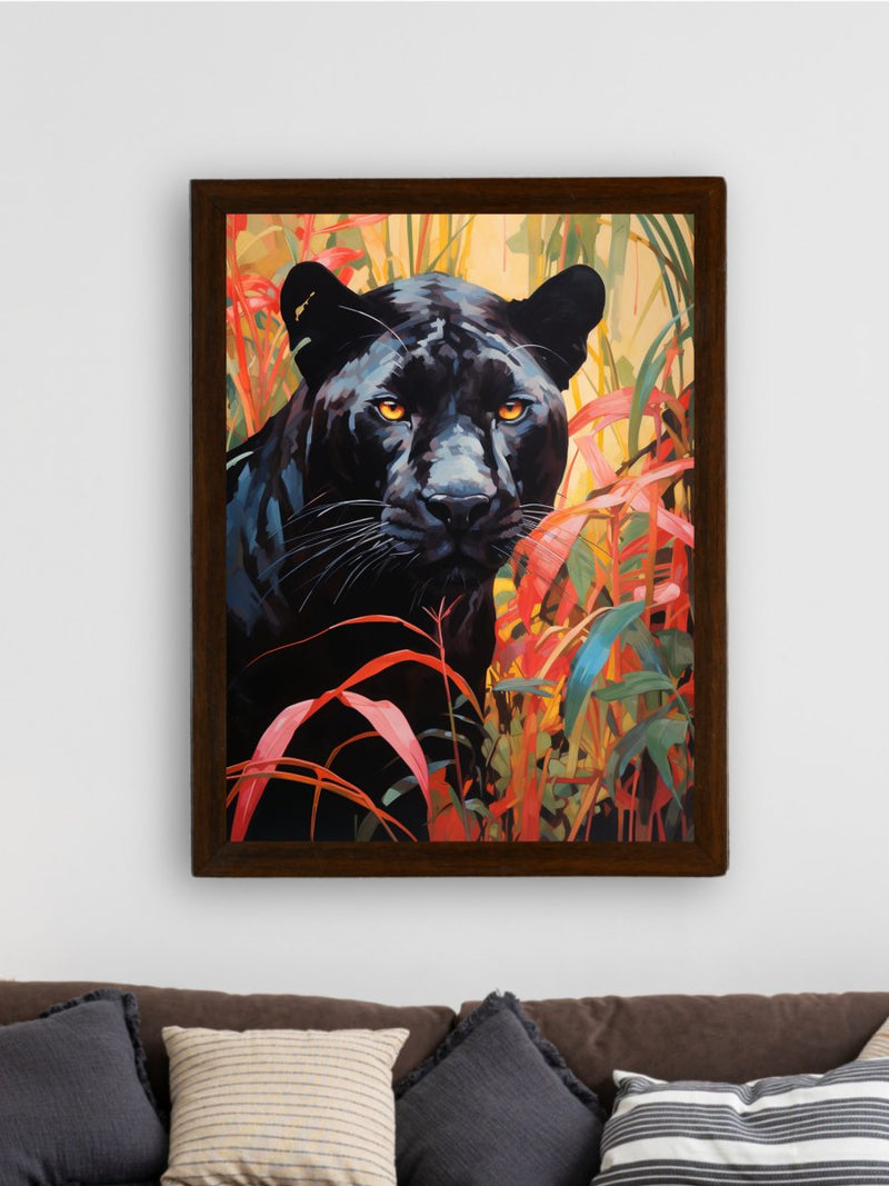 Sowpeace Harmony: Find Your Handcrafted Abstract Black Panther – Premium Indian-Inspired Canvas Art for Stylish and Elegant Interiors – view 3