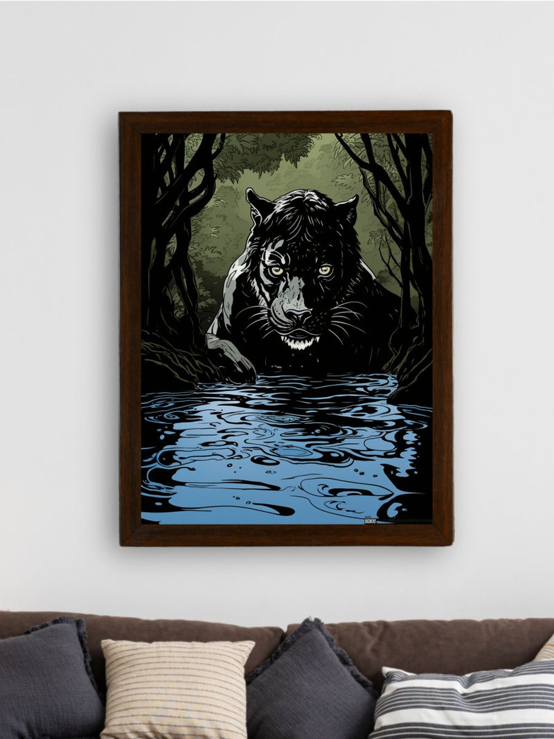 Sowpeace Harmony: Find Your Handcrafted Abstract Black Panther – Premium Indian-Inspired Canvas Art for Stylish and Elegant Interiors – view 3