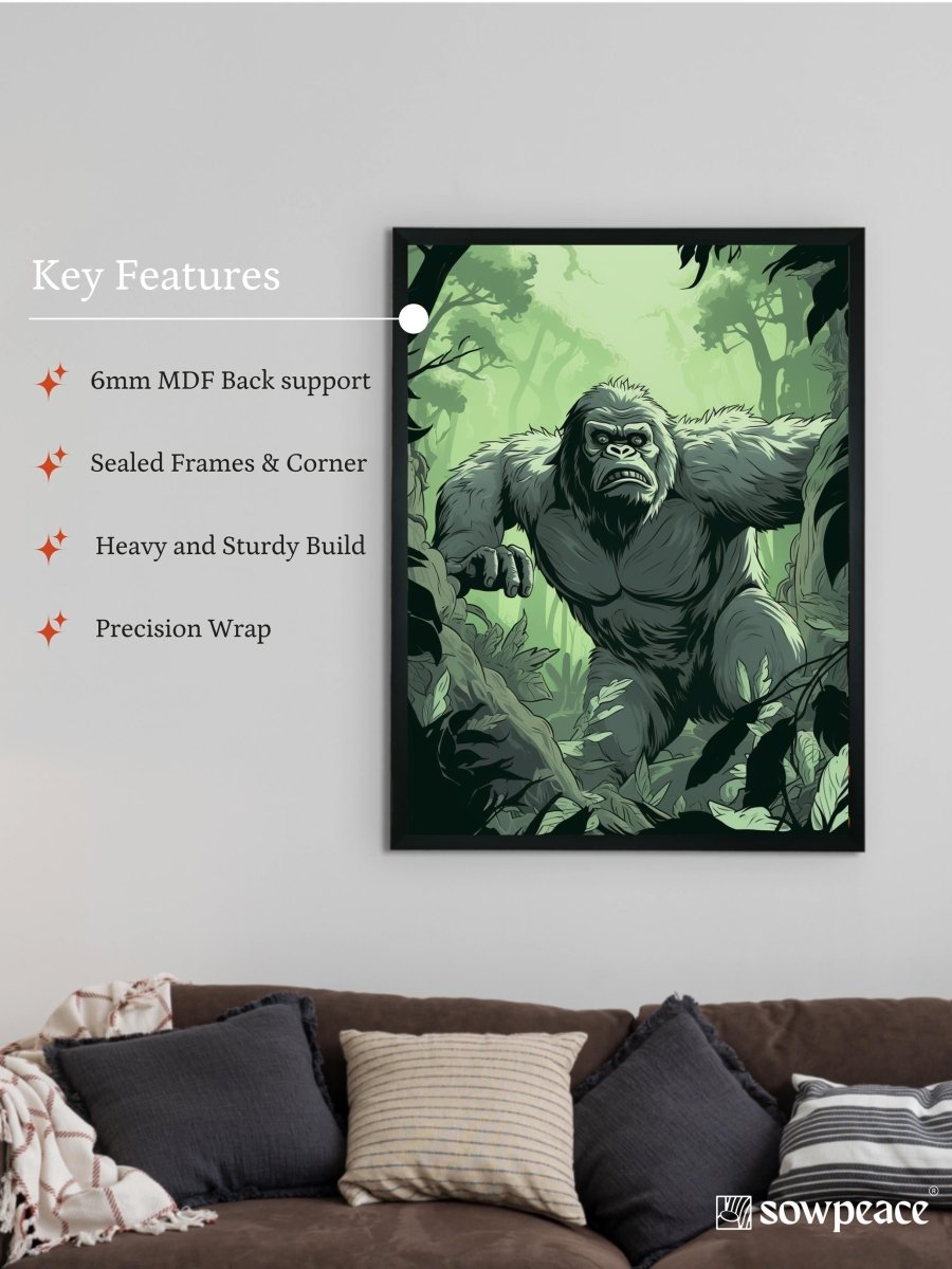 Sowpeace Harmony: Find Your Handcrafted Abstract Gorilla – Premium Indian-Inspired Canvas Art for Modern and Stylish Interiors