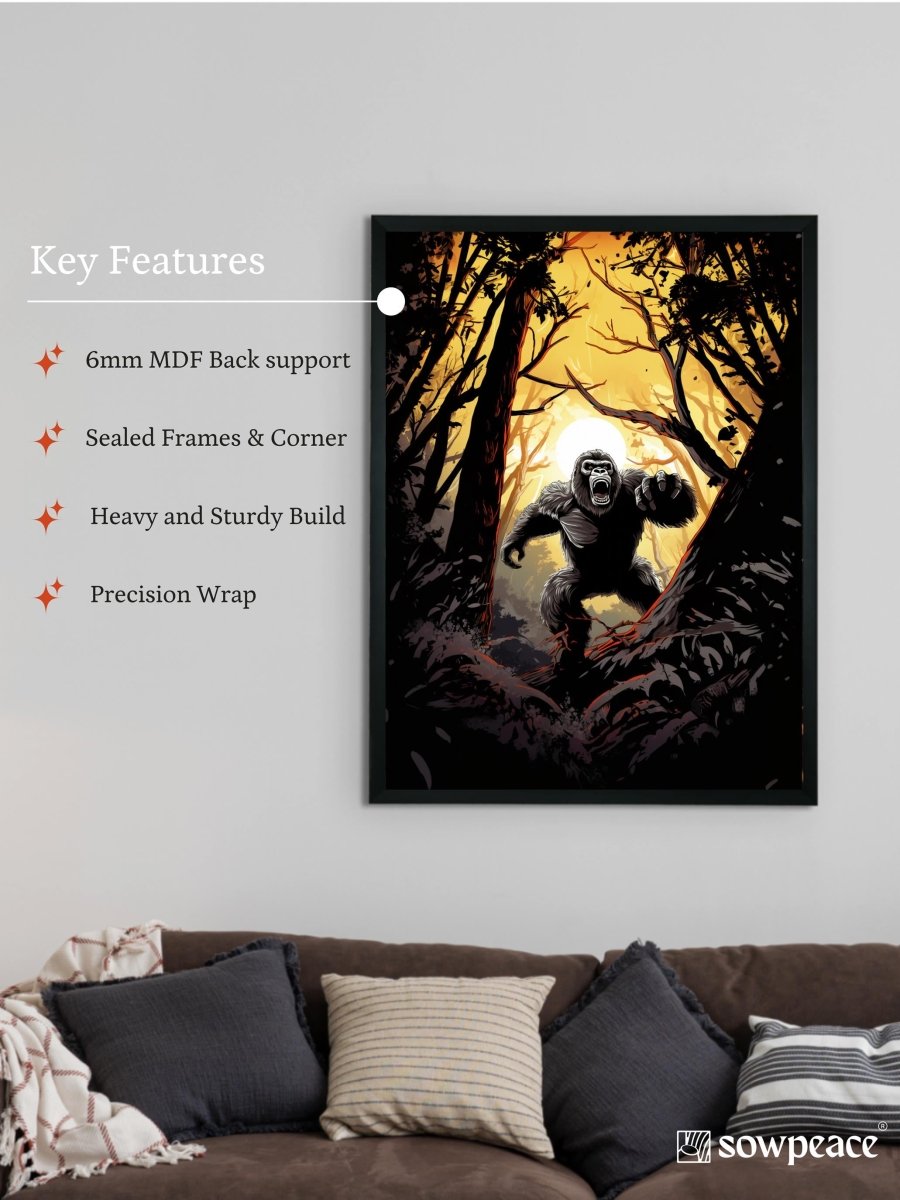 Sowpeace Harmony: Find Your Handcrafted Abstract Gorilla – Premium Indian-Inspired Canvas Art for Modern and Stylish Interiors