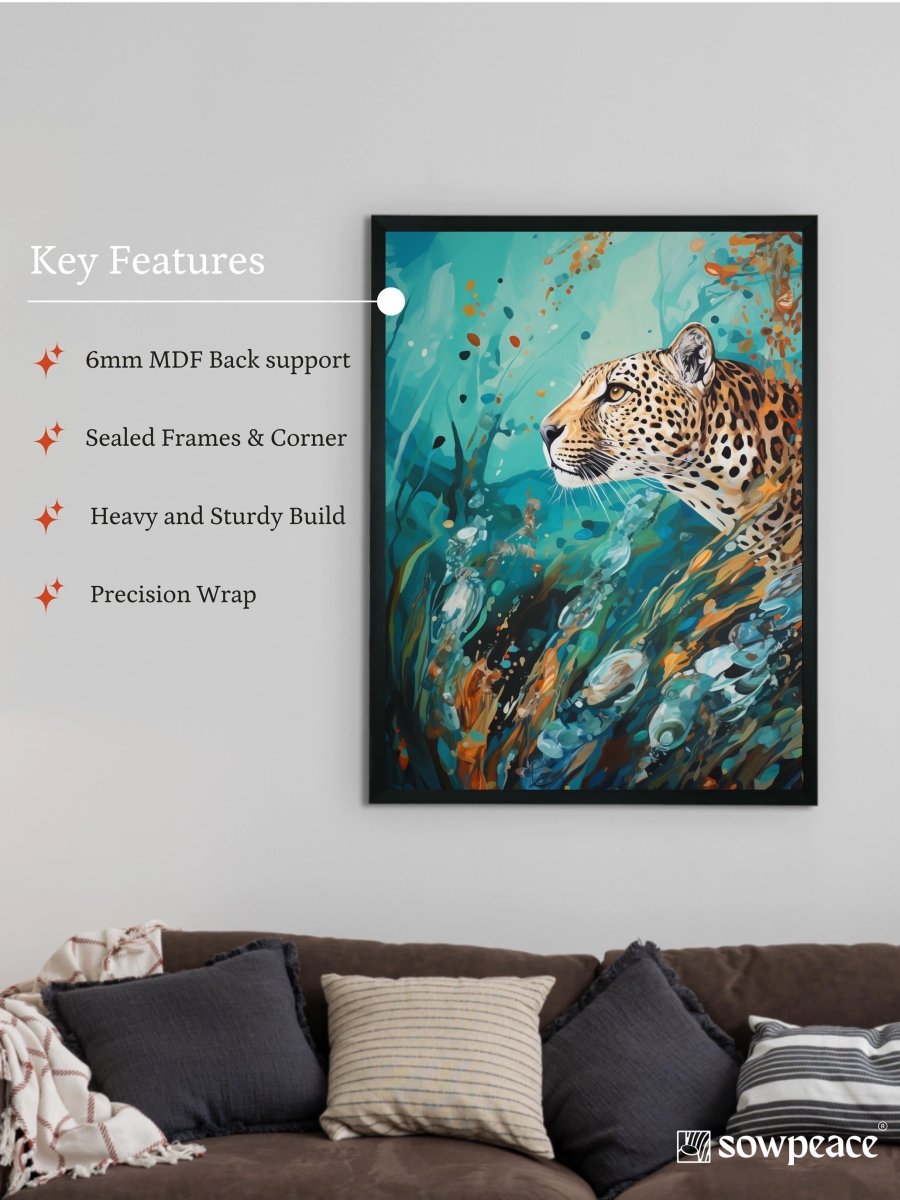 Sowpeace Harmony: Find Your Handcrafted Abstract Leopard – Premium Indian-Inspired Canvas Art for Stylish Home Interiors