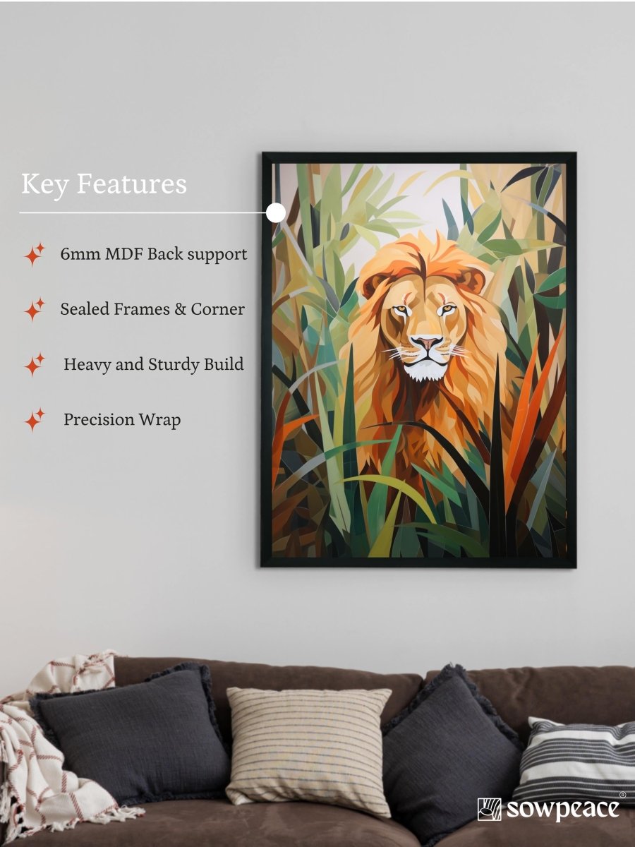 Sowpeace Harmony: Find Your Handcrafted Abstract Lion – Premium Indian - Inspired Canvas Art for Modern Home Decoration - Wall painting - Chitran by sowpeace - Sowpeace Harmony: Find Your Handcrafted Abstract Lion – Premium Indian - Inspired Canvas Art for Modern Home Decoration - Sowpeace