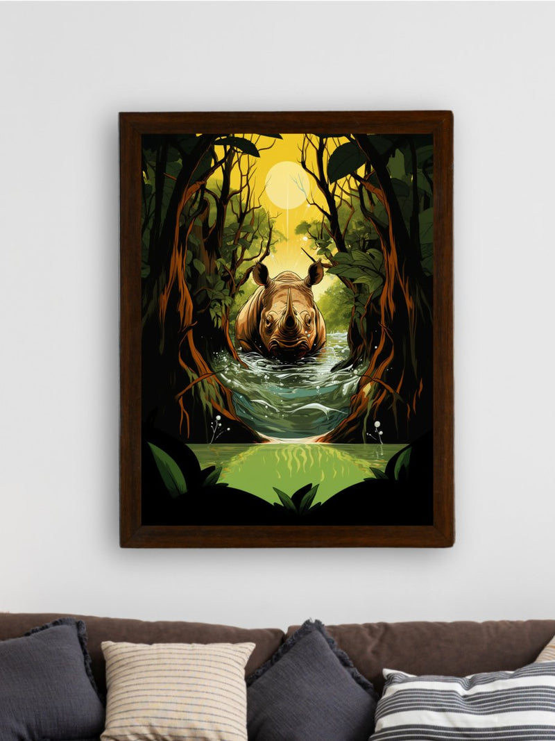 Sowpeace Harmony: Find Your Handcrafted Abstract Rhino – Premium Indian-Inspired Canvas Art for Elegant Home Interiors – view 3