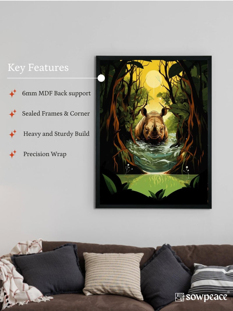 Sowpeace Harmony: Find Your Handcrafted Abstract Rhino – Premium Indian-Inspired Canvas Art for Elegant Home Interiors – view 6