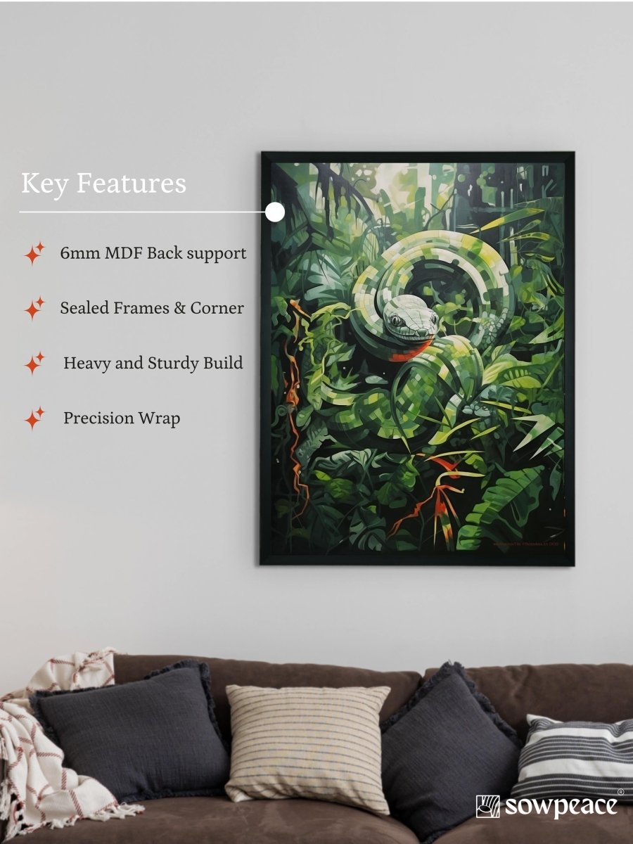 Sowpeace Harmony: Find Your Handcrafted Abstract Snake – Premium Indian-Inspired Canvas Art for Contemporary Home Decoration