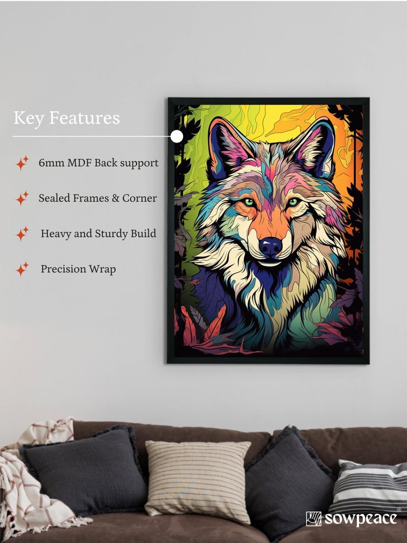 Sowpeace Harmony: Find Your Handcrafted Abstract Wolf – Premium Indian-Inspired Canvas Art for Contemporary Home Decoration – view 6