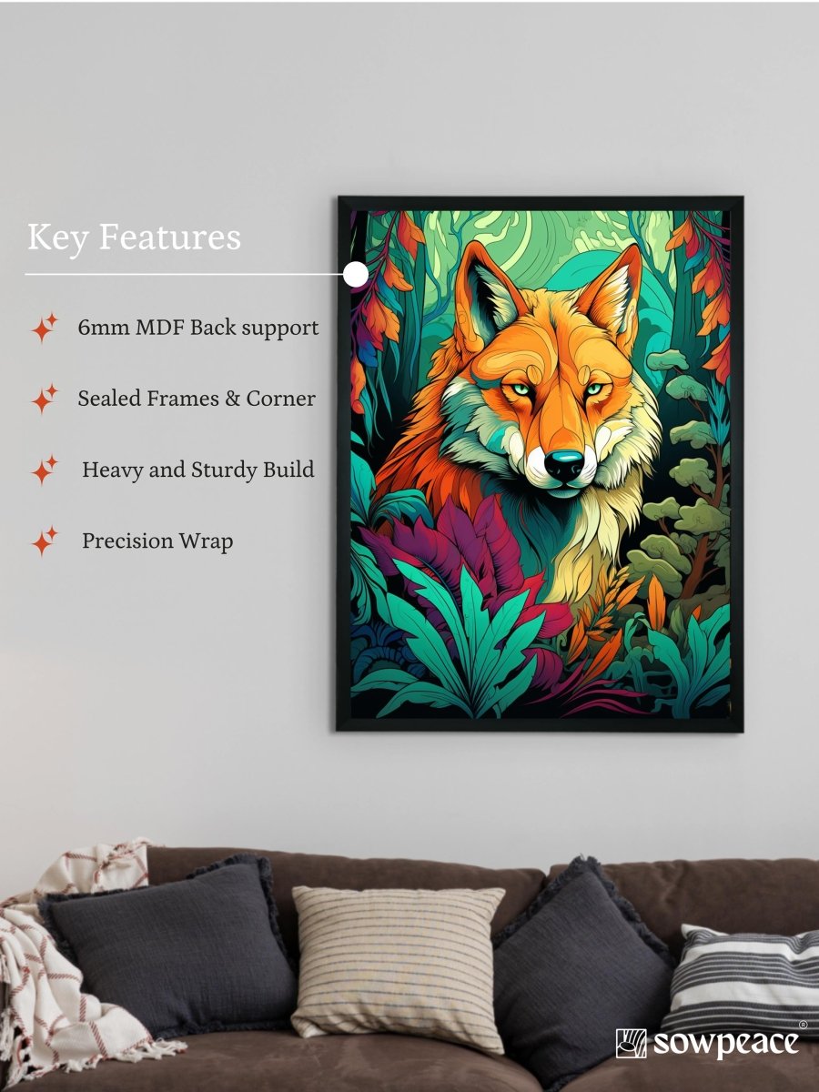 Sowpeace Harmony: Find Your Handcrafted Abstract Wolf – Premium Indian-Inspired Canvas Art for Contemporary Home Decoration