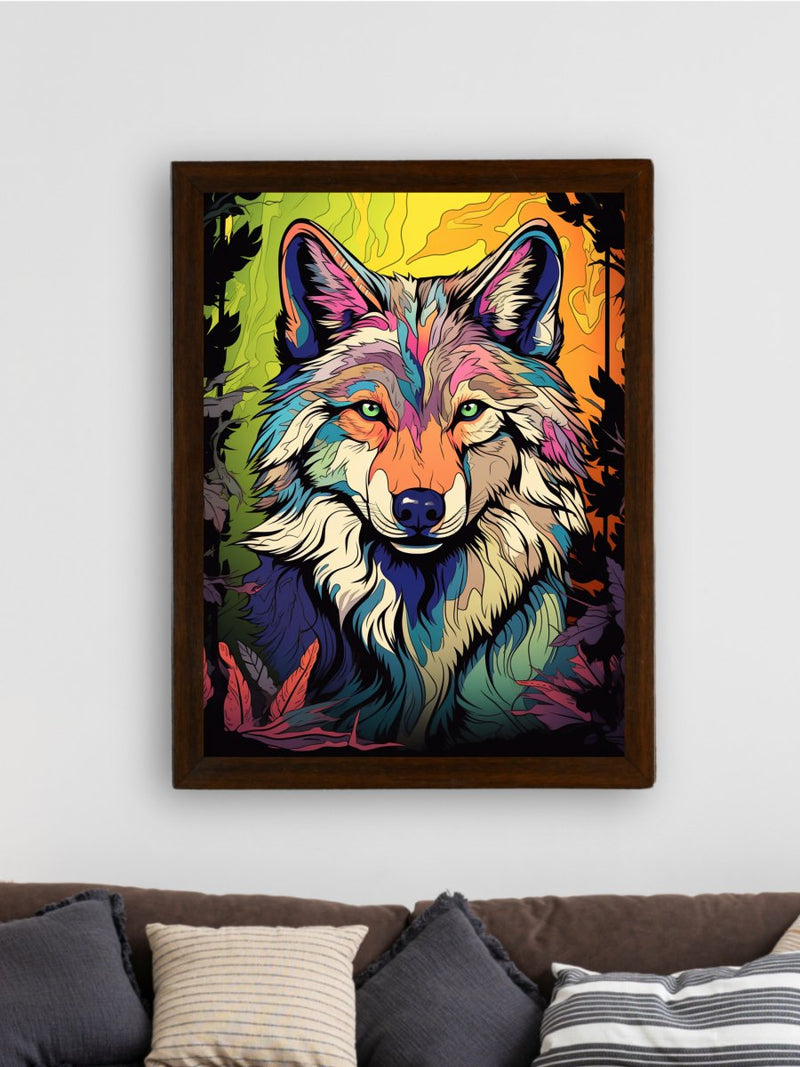 Sowpeace Harmony: Find Your Handcrafted Abstract Wolf – Premium Indian-Inspired Canvas Art for Contemporary Home Decoration – view 3