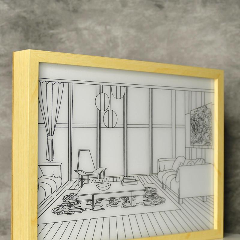 Sowpeace Illuminated Hall Room Frame – LED Landscape Photo Frame with Sofas, Carpet & Balcony for Chic Home Decor – view 2