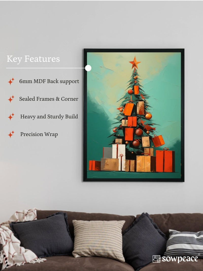 Sowpeace Joy: Handcrafted Tree of Hope Canvas Print – Premium Indian-Inspired Art for Elegant Holiday Decor – view 6
