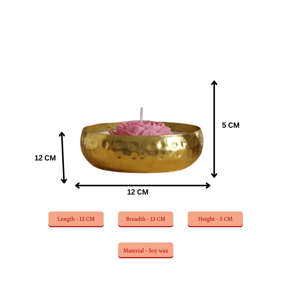 Sowpeace Large Soywax Candle in Metal Pot – Red Rose & Petal Design, Hand - Poured, Unscented - Sowpeace - 