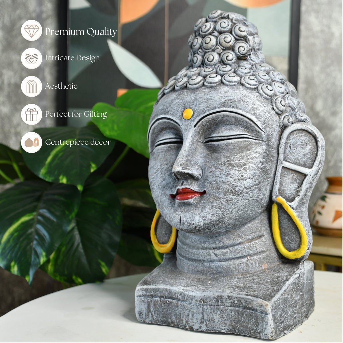 Sowpeace Large Terracotta Buddha Head: Artisan Tabletop Decor