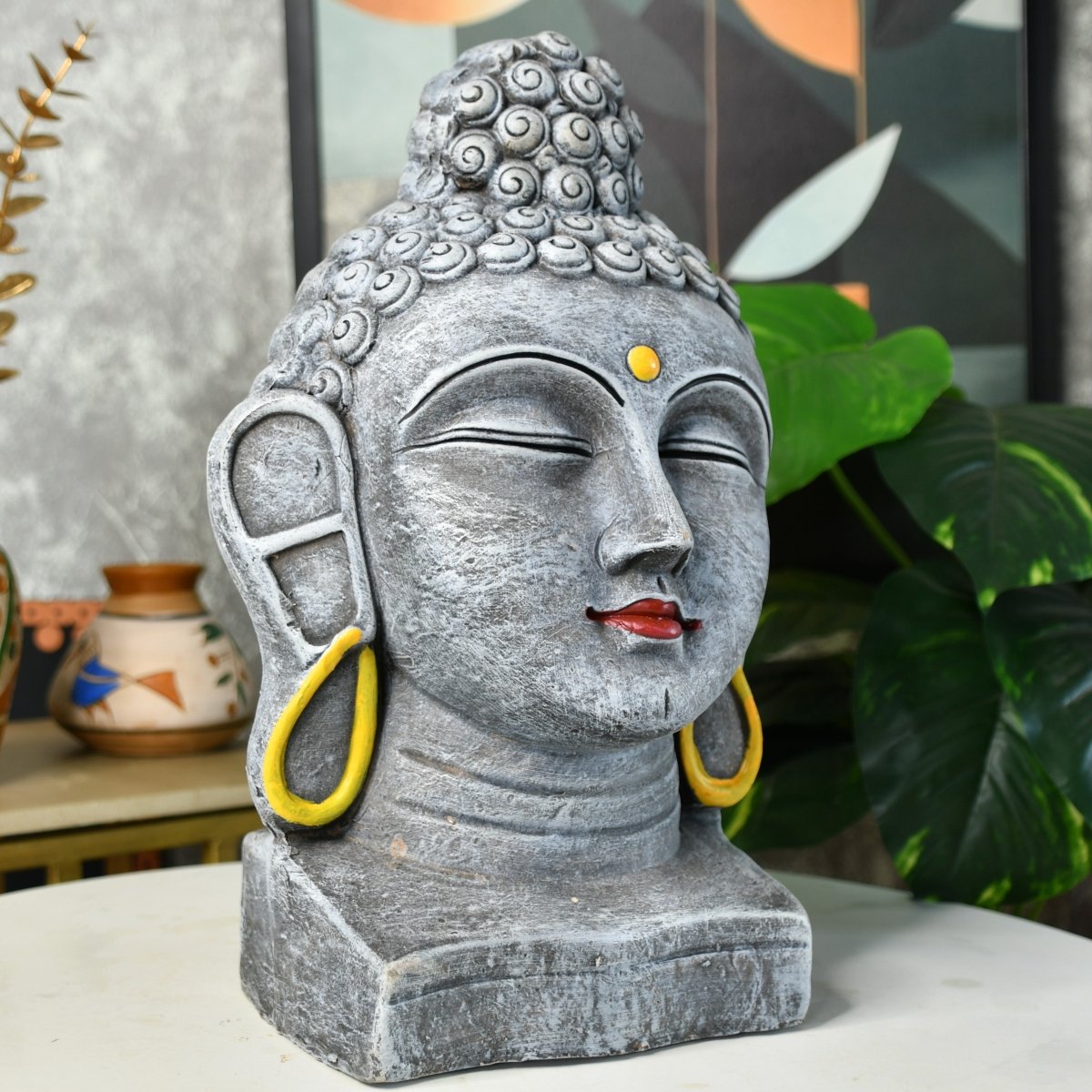 Sowpeace Large Terracotta Buddha Head: Artisan Tabletop Decor