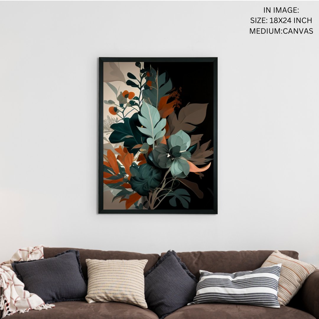 Sowpeace's Handcrafted Botanical Abstract Wall Art – Sea Green & Earth Black, Premium Indian-Inspired Decor