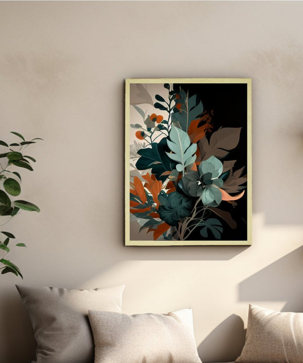 Sowpeace's Handcrafted Botanical Abstract Wall Art – Sea Green & Earth Black, Premium Indian-Inspired Decor — image 4