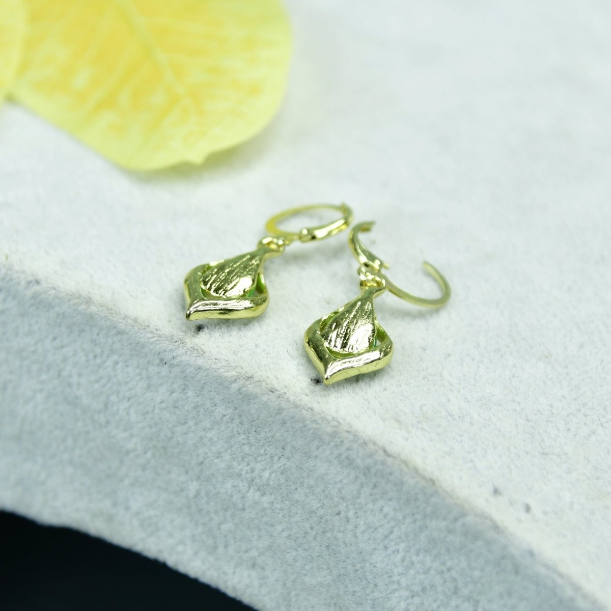 Sowpeace Lime Crystal Gold & Lime Stainless Steel Earrings | Elegant One‑Size Lightweight Jewelry for Women & Daily Wear - Sowpeace - 