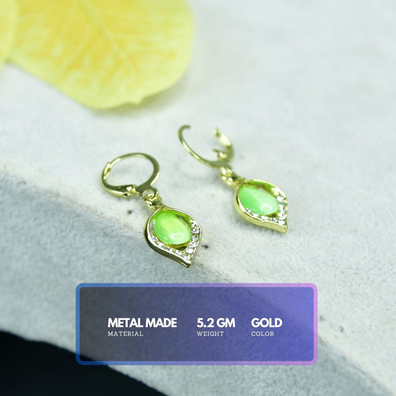 Sowpeace Lime Crystal Gold & Lime Stainless Steel Earrings | Elegant One‑Size Lightweight Jewelry for Women & Daily Wear – view 3
