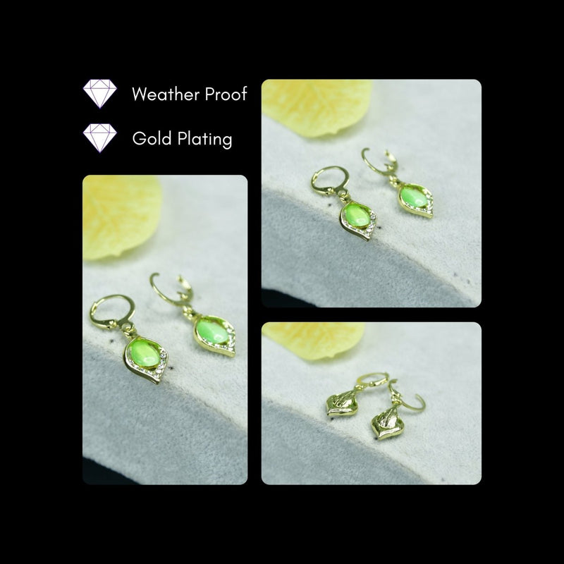 Sowpeace Lime Crystal Gold & Lime Stainless Steel Earrings | Elegant One‑Size Lightweight Jewelry for Women & Daily Wear – view 4