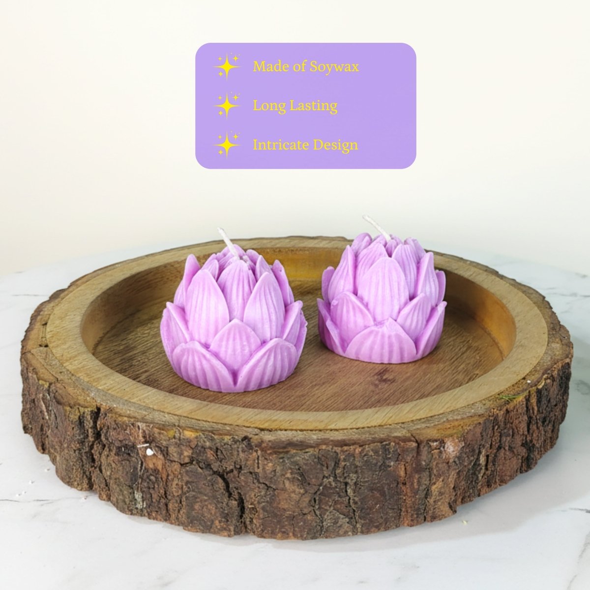 Sowpeace Lotus Petals Soywax Candle Set of 2 – Hand-Poured, Purple, Vegan & Unscented Décor