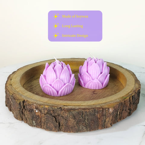 Sowpeace Lotus Petals Soywax Candle Set of 2 – Hand-Poured, Purple, Vegan & Unscented Décor - Additional View