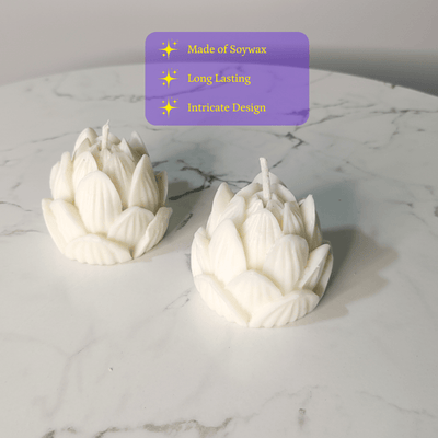 Sowpeace Lotus Petals Soywax Candle Set of 2 – Hand-Poured, White, Vegan & Unscented Décor