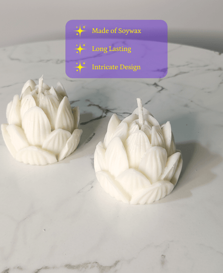 Sowpeace Lotus Petals Soywax Candle Set of 2 – Hand-Poured, White, Vegan & Unscented Décor