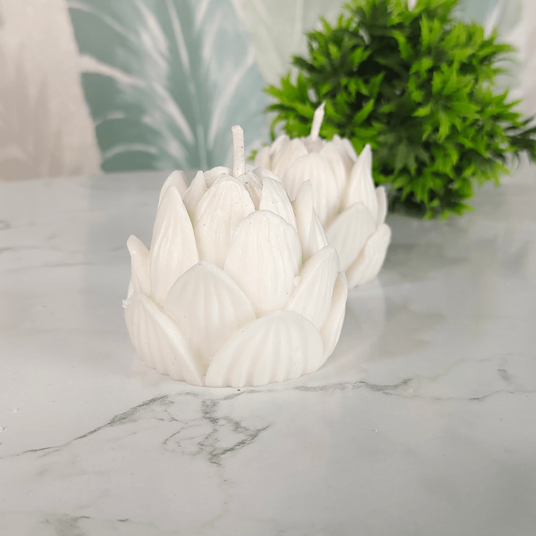 Sowpeace Lotus Petals Soywax Candle Set of 2 – Hand - Poured, White, Vegan & Unscented Décor - Sowpeace - 